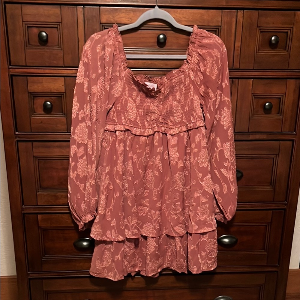 Pink Lily pink floral long sleeve dress- perfect condition worn once